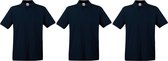 3-Pack maat XL donkerblauw polo shirt premium van katoen voor heren - Polo t-shirts voor heren