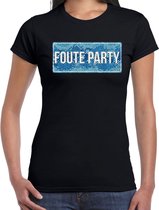 Foute party t-shirt - zwart - dames - fout fun tekst shirt / outfit / kleding L