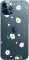 Apple iPhone 12 Pro Max Telefoonhoesje - Transparant Siliconenhoesje - Flexibel - Met Bloemenprint - Madeliefjes
