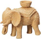 Waxinelichthouder | Olifant | Theelichthouder | Naturel |  22 x 19 x 11.5 cm