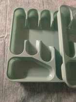4x kunststof bestekbak 25.5x32.5x3.5 cm/ donker groen