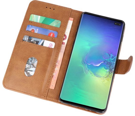 Bookstyle Wallet Cases Étui pour Samsung Galaxy S10 Plus Marron