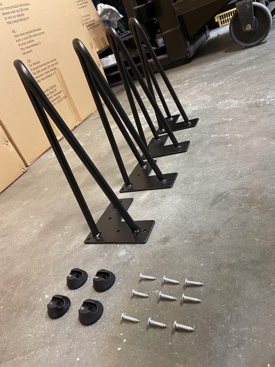 Melko Set van 4 hairpin legs 25 cm verwisselbare stalen haarspeld poten salontafel meubelpoten incl. tafelpootbeschermers