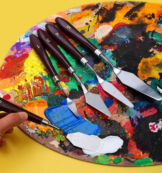 Pièces peinture couteau ensemble acier inoxydable peinture mélange grattoir  artiste peinture à l'huile Palette couteau Palette couteau peinture Art  dessin 