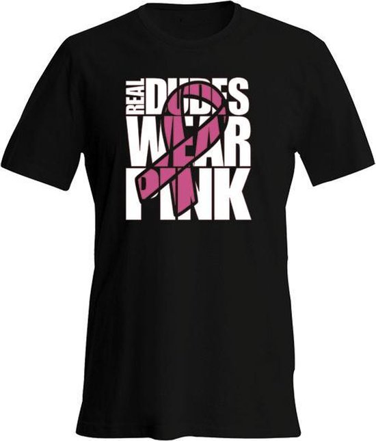 Real dudes wear pink-T-shirt-Heren-XL-zwart