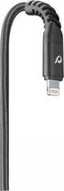 Cellularline - Usb kabel, kevlar usb-c naar Apple lightning 2m, zwart