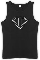 Zwarte Tanktop met letter i “ Superman “ Logo print Wit Size XXXXXL