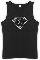 Zwarte Tanktop met letter G “ Superman “ Logo print Wit Size S