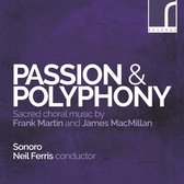 CD-hoes met de titel "Passion & Polyphony" op een paarse achtergrond.
