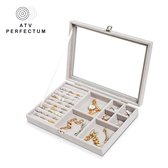 Luxe Sieradendoos Beige/Grijs - ATV PERFECTUM - Juwelendoos - Sieradenbox Opberger - Sieraden doos - juwelen doos-Opbergbox - Reis Juwelen Opbergdoos