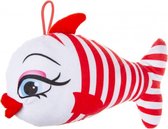 knuffelvis met lus 24 cm rood