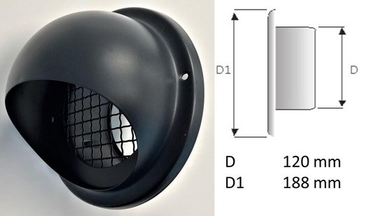 Paneir Airdesigns Ø 125 mm - maille grossière - Zwart/ Anthracite RAL7021