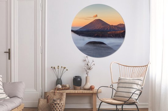 Wall Circle - Indoor Wall Circle - Volcan - Nature - Indonésie - ⌀ 120 cm - Décoration murale - Peintures Ronds XXL