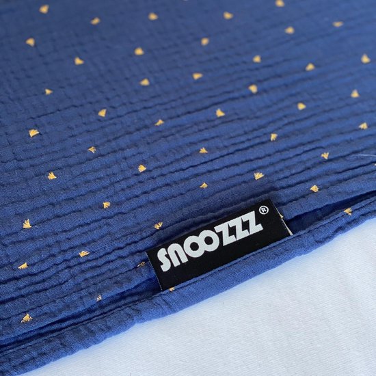 Snoozzz Hydrofiel doek XL Swaddle - 120 x 120 cm - de beste kwaliteit zachte Hydrofiel - 100% katoen - Indigo blauw met goud van SNOO — afbeelding 2