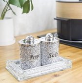 Luxaliving Crystal peper en zout set - RVS deksel - Kristal glas - Diamant look