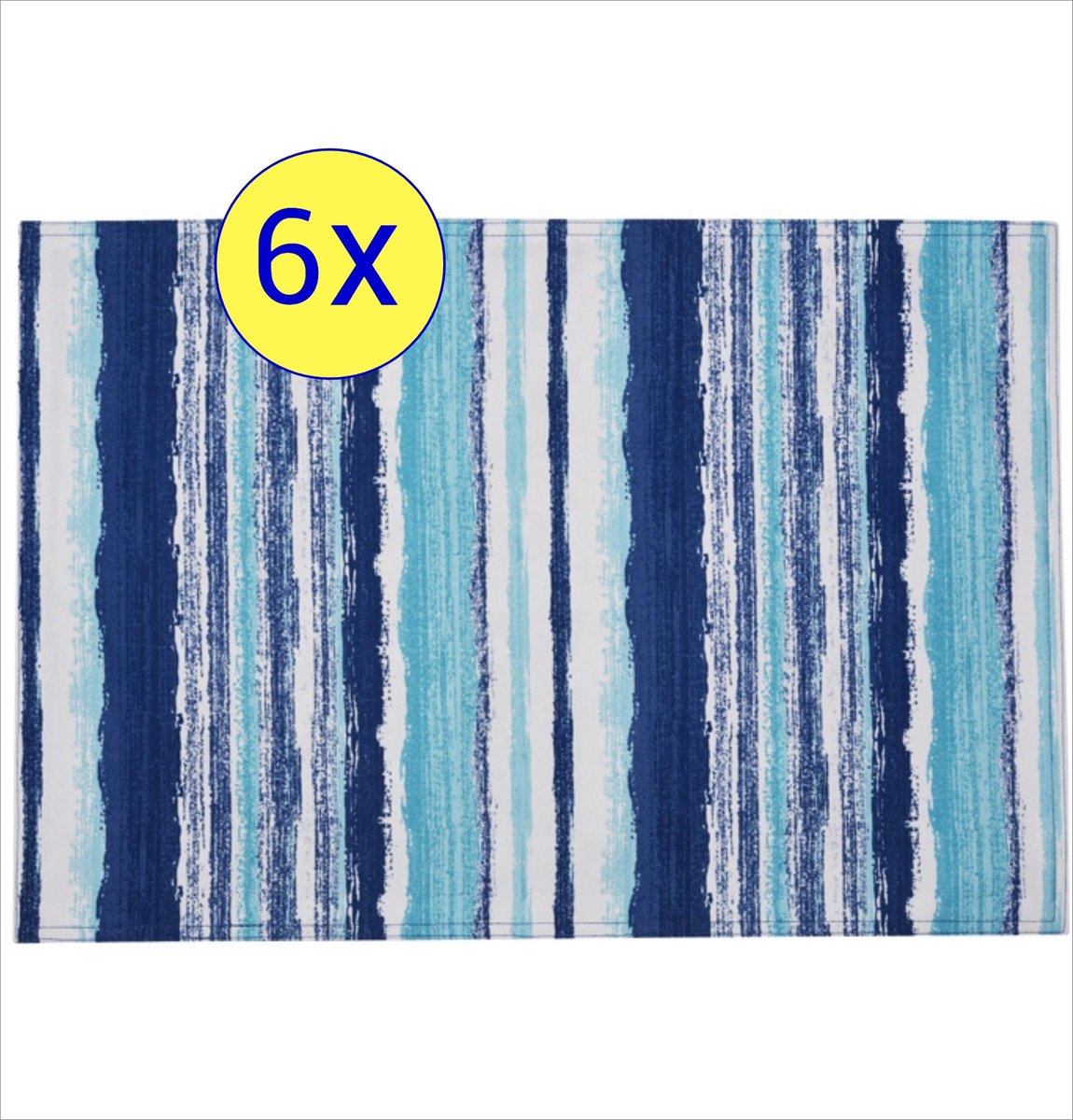 Stylunic Waterdichte Placemats ( Blauw, Turquoise, Wit) - Set van 6 - Vuilafstotend - Hittebestendig - 49 x 34 cm (L x B)