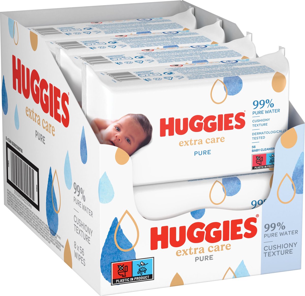 HUGGIES Pure lot lingettes nettoyantes pour bébé 168 lingettes pas cher 