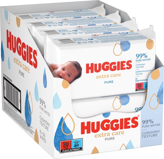 Huggies billendoekjes - Pure Extra Care - 56 x 8 stuks -  448 doekjes - voordeelverpakking