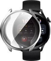 Huawei Watch 3 Hoesje Hard Plastic Bumper met Tempered Glass Zilver