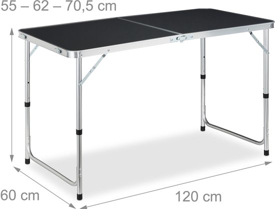 Inklapbare aluminium campingtafel - MDF klaptafel, lichtgewicht en hoogte verstelbaar - 120x60 cm zilver/grijs — afbeelding 2