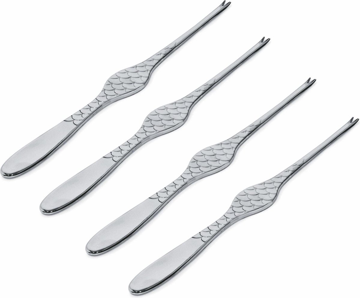 Alessi Kreeftenvork Colombina Fish - FM23/34S4 - 4 Stuks - door Doriana & Massimiliano Fuksas