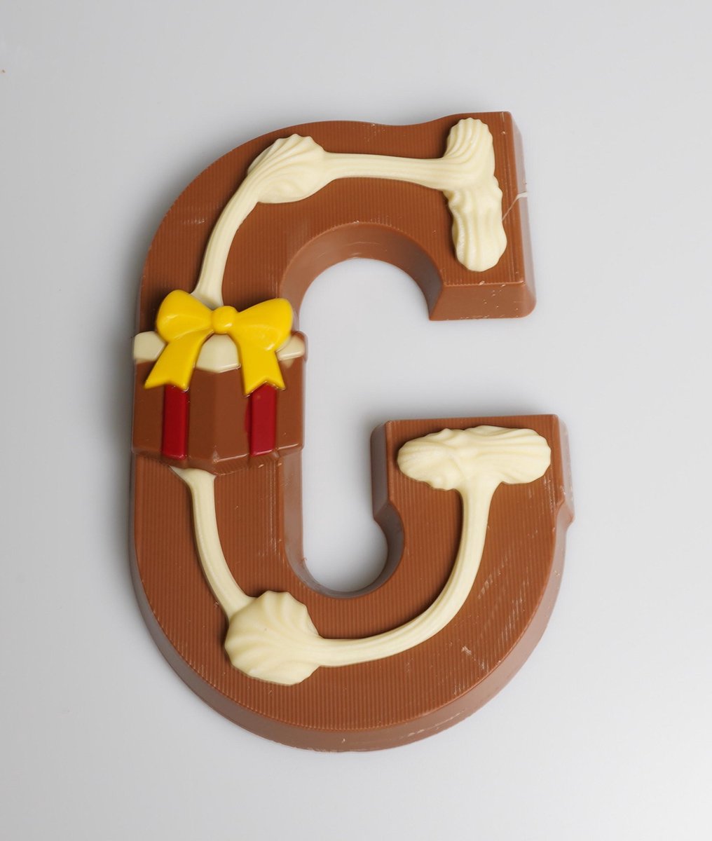Luxe Gedecoreerde Melk Chocolade Letter G - 240 Gram — cadeau in Eten & Drinken - foto 4