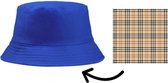 Bucket Hat met Ruiten Binnenkant · Unisex · Festivalhoedje · Regenhoedje · Vissershoedje · Zonnehoedje · Hoed · Emmerhoed · Zon · Licht Beige · Lichtblauw · Geel
