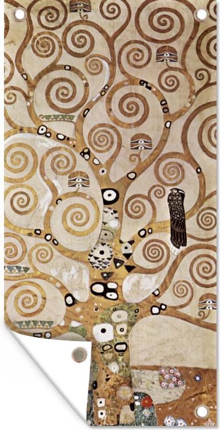 Wanddecoratie buiten The tree of life - Gustav Klimt - 80x160 cm - Tuindoek - Buitenposter