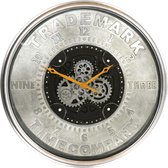 Clock Gear Grey/black 80 cm diameter - draaiende tandwielen - radar geluidloos - klok - horloge - landelijk - industriestijl - industrieel - cadeau - geschenk - kerst - nieuwjaar -