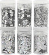 metallic glitter zilver 6 x 5 gram