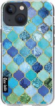 Casetastic Apple iPhone 13 mini Hoesje - Softcover Hoesje met Design - Aqua Moroccan Tiles Print