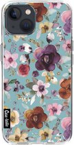 Casetastic Apple iPhone 13 Hoesje - Softcover Hoesje met Design - Flowers Soft Blue Print