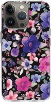 Casetastic Apple iPhone 13 Pro Hoesje - Softcover Hoesje met Design - Flowers Blue Purple Print