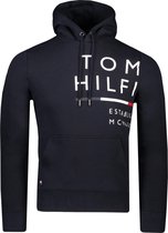 Tommy Hilfiger Sweater Blauw Getailleerd - Maat L - Heren - Herfst/Winter Collectie - Katoen;Polyester
