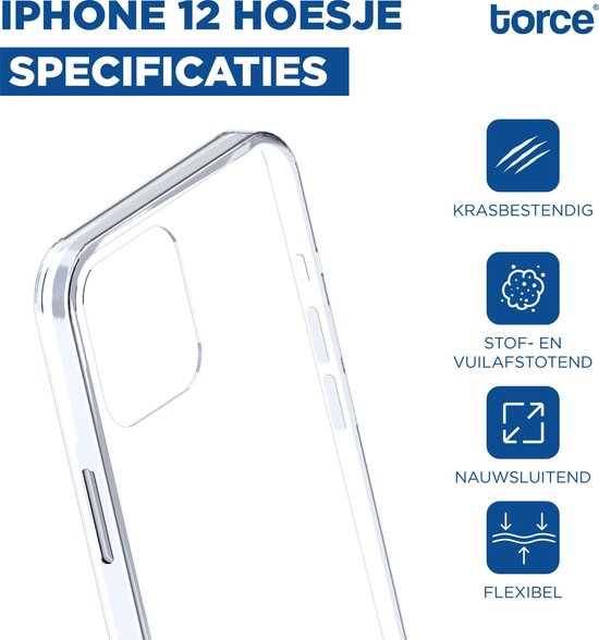 TORCE iPhone 12 Hoesje - Case Transparant + Glass Screenprotector - TORCE