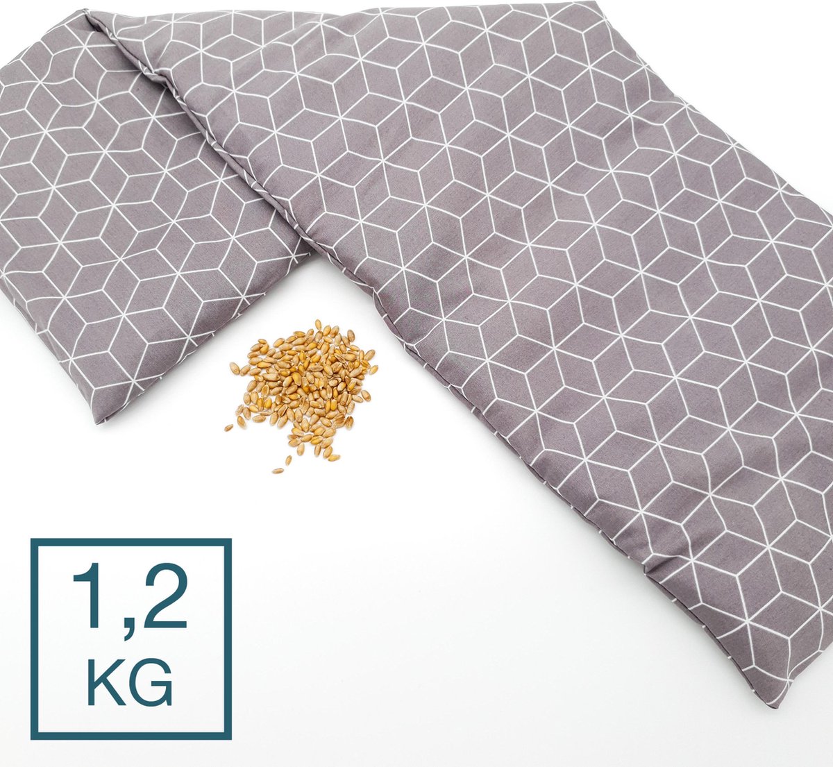Goedkoopste Verzwaringskussen Met Pit! - Wasbare hoes - Ook warmtekussen en coldpack - 8 Compartimenten - 1.2 kg - Donker grijs grafisch
