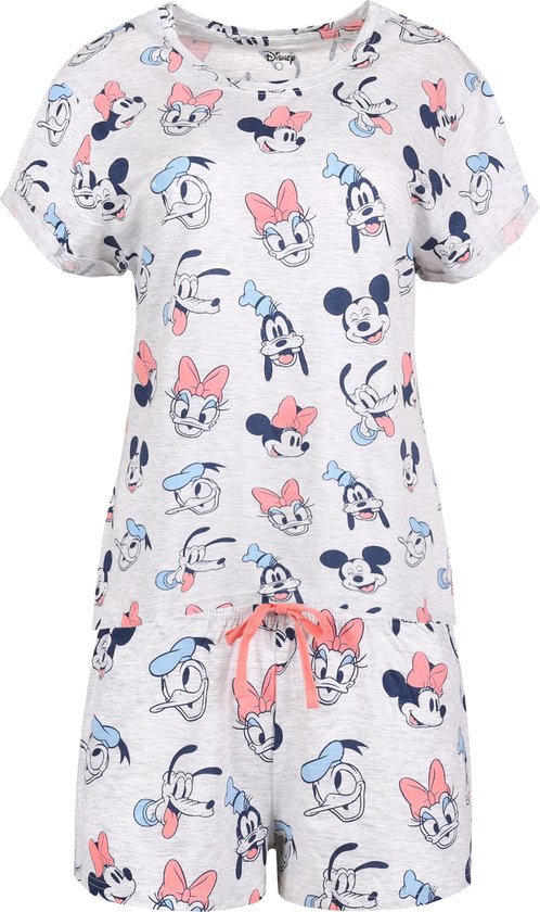 Grijze pyjama met korte broek en een kleurrijk patroon van MICKEY DISNEY MOUSE