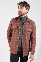 Gabbiano Overhemd Flannel Overhemd Met Ruit Structuur 331800 Rusty Brown Mannen Maat - S