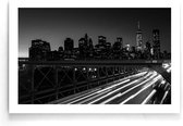 Walljar - Brooklyn Bridge Skyline - Zwart wit poster.