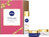 NIVEA Feel Beautiful Set, verwennende geschenkset voor de rijpere huid, verstevigende NIVEA Vital Anti-Age verzorgingsset met dagverzorging, nachtverzorging en serum