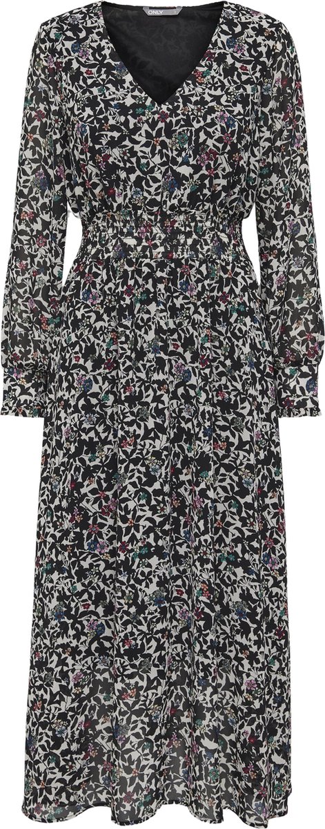 ONLY ONLMELINA LIFE L/S V-NECK MIDI DRESS WVN Dames Jurk - Maat XS