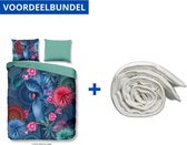 Luxe Dekbedovertrek Eenpersoons - 140x200/220cm - Inclusief 1 Kussensloop - 100% Zacht Katoensatijn - Ofelia + Wasbaar Microfiber Dekbed - 140x200cm - Wit