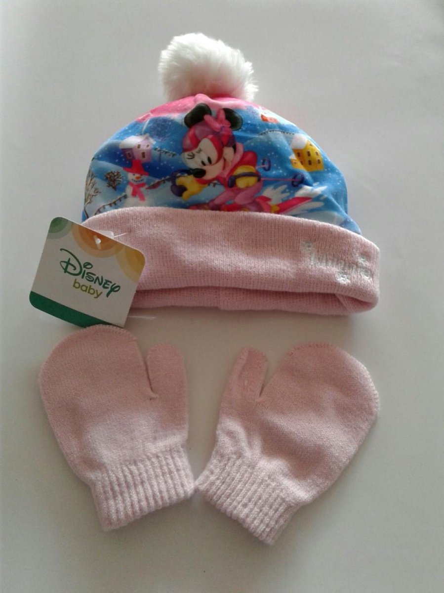 Minnie Mouse - baby - muts & handschoenen - maat 48 - Disney - 100% Acryl