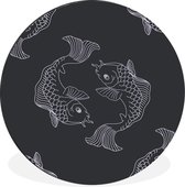 WallCircle - Cercle Mural - Cercle Mural - Carpe - Animaux aquatiques - Motifs - Aluminium - Dibond - 140x140 cm - Intérieur et Extérieur