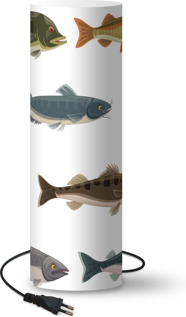 Lamp - Nachtlampje - Tafellamp slaapkamer - zes gekleurde vissen - 50 cm hoog - Ø15.9 cm - Inclusief LED lamp