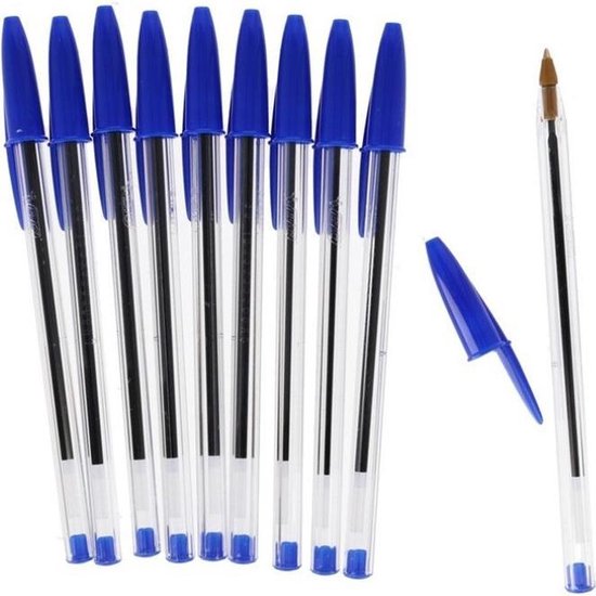 Bic balpennen set 50x stuks in kleur blauw -  Voordelige Basic kantoor Bic balpennen