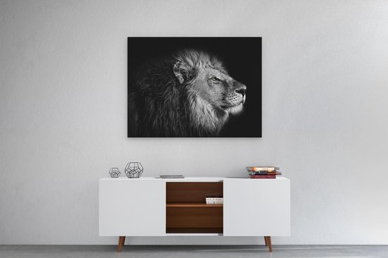 Artaza Canvas Schilderij Leeuw - Leeuwenkop - Zwart Wit - 80x60 - Foto Op Canvas - Canvas Print