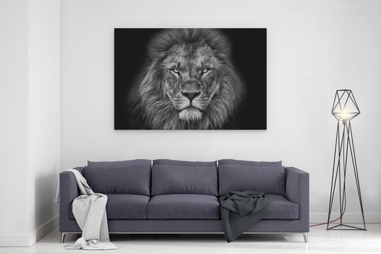 Artaza - Peinture sur toile - Lion - Tête de Lion - Zwart Wit - 120 x 80 - Groot - Photo sur toile - Impression sur toile