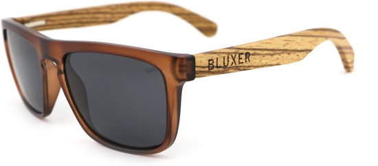 Bluxer® Zonnebril Heren - Hippe Houten Zonnebril Gepolariseerd UV400 Lens - Zebra Wood - Grijze Lens - Dames en Heren - Trendy Zonnebril - Duurzaam en Milieuvriendelijk - Handgemaakt - Zonnebril met Houten Montuur