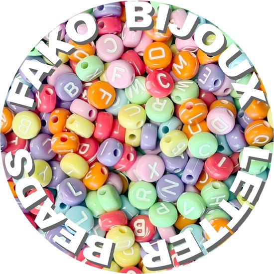 Fako Bijoux® - Letterkralen Rond - Letter Beads - Alfabet Kralen - Sieraden Maken - 7mm - 500 Stuks - Candy